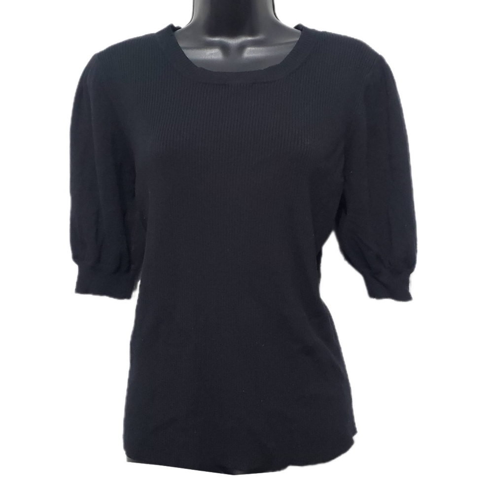 Fashion Nova Ribbed Black Puff Sleeve Sweater Top Size 2X